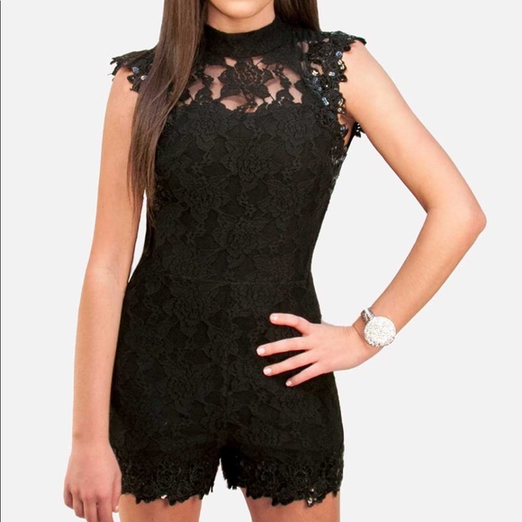 HOMAGE Other - Hommage | Black Sequin and Lace Romper